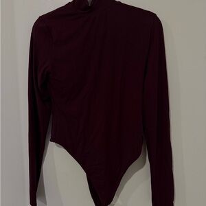 Naked Wardrobe Deep Burgundy Long Sleeve Bodysuit